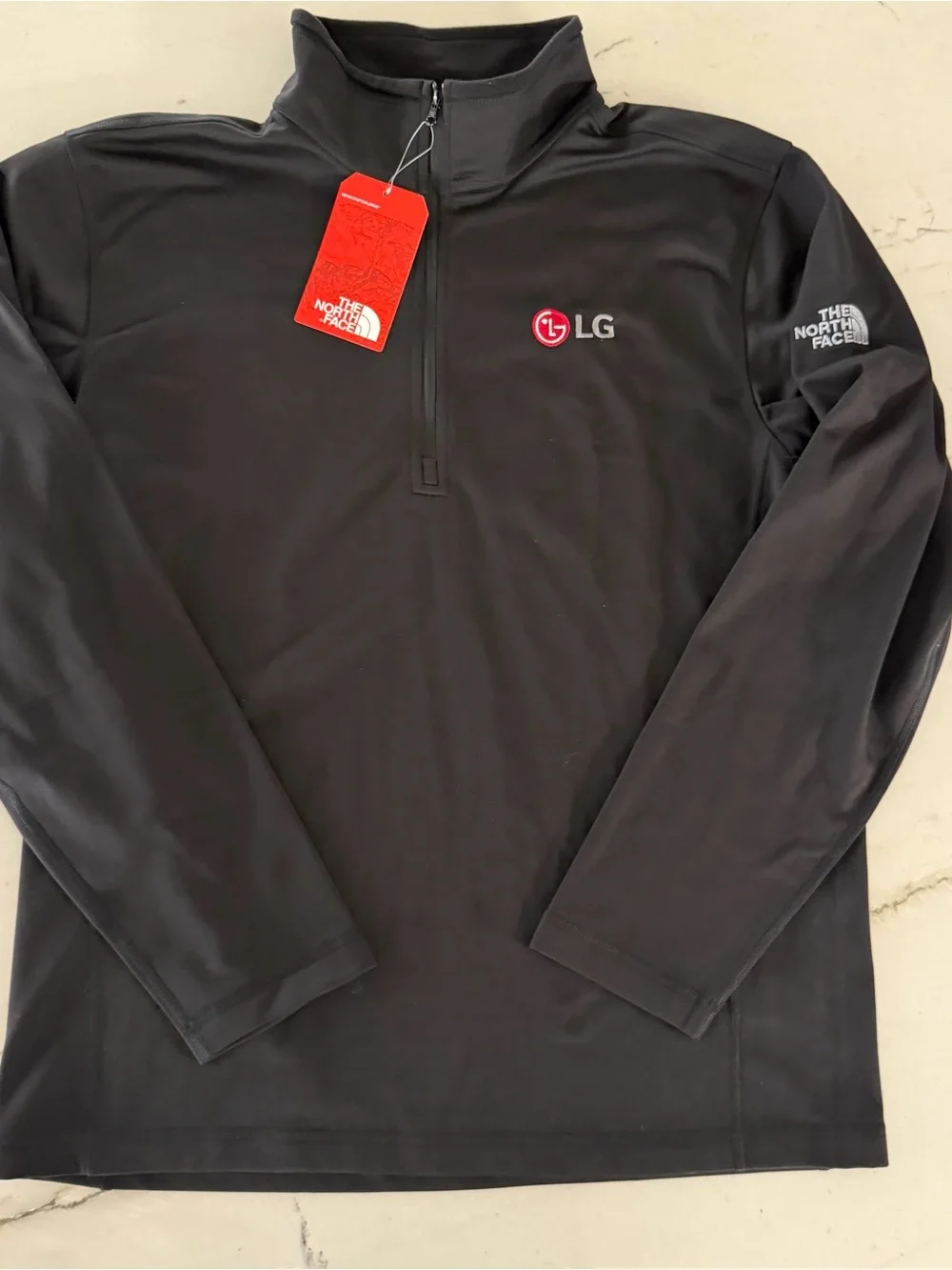 The North Face Pullover Mens Sz L Tech Fleece 1/4 Quarter Zip NWT Black LG